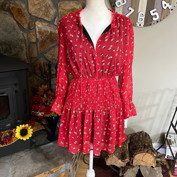 Floral Smocked Waist Boho Dress - Picture 1 of 11